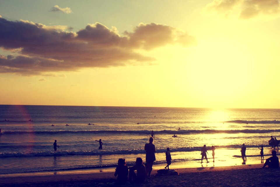Summer sunset people