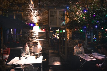 Sitting people drinking
