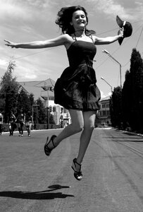 Jump photography black and white photo