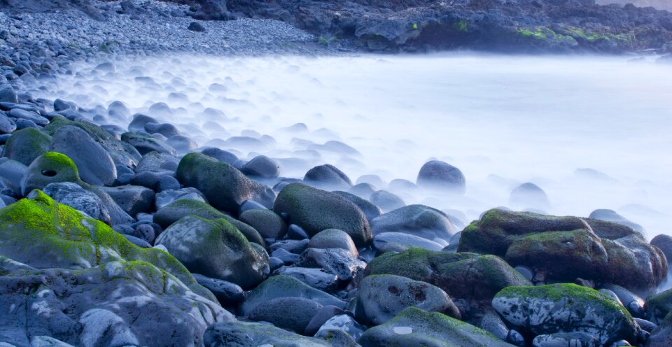 Blue beach rocks