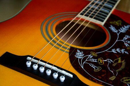Close up acoustic guitar instrument