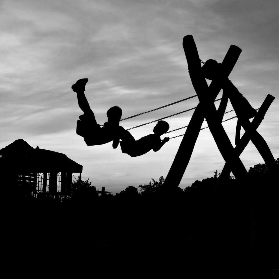 Two silhouette black and white