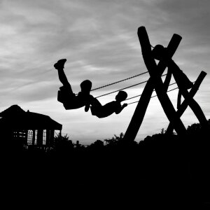 Two silhouette black and white