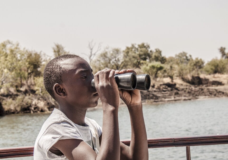 Binoculars look observation
