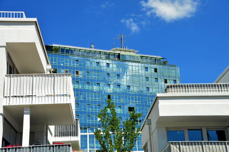 Skyscraper glass front tower house
