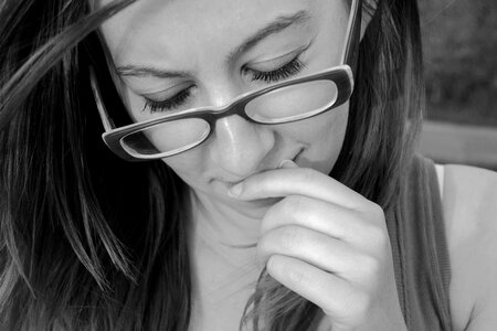 Lady female thoughtful