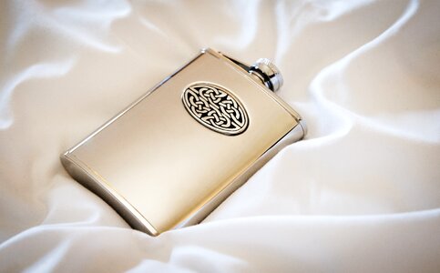 Silver alcohol flask photo