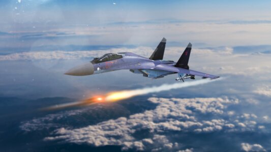 Jet-fighter su-35 military photo