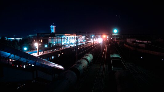 Trains cars night photo