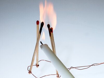 Sticks matches burning down photo
