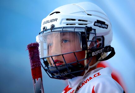 Hockey player helmet sport