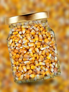 Glass lid corn kernels