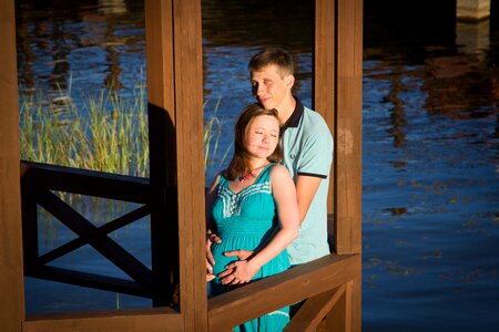 Beach pond pregnant photo