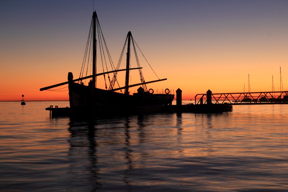 Boat sunset evening