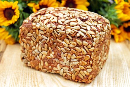 Grains baked goods wooden board