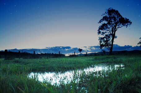 Sunset dusk puddle