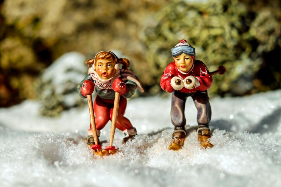 Skiers figure holzfigur