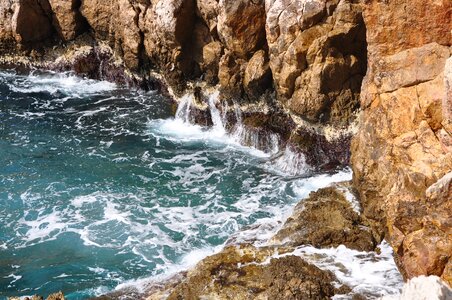 Waves sea cliff