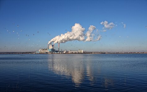 Power station chimneys smoke