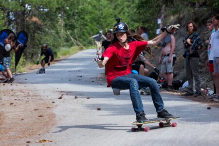 Skateboarding longboard skater