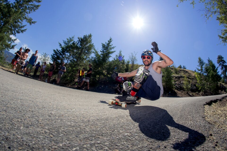 Skateboarding longboard skater