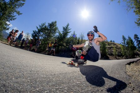 Skateboarding longboard skater