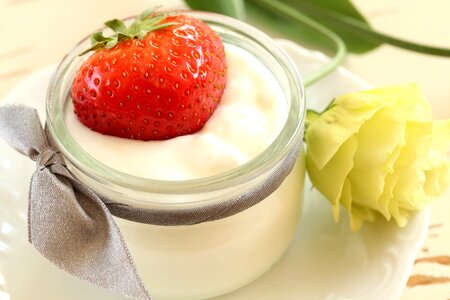 Yogurt with strawberries health diet