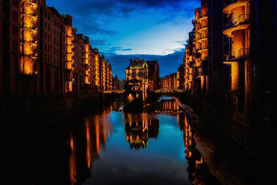Evening river reflection