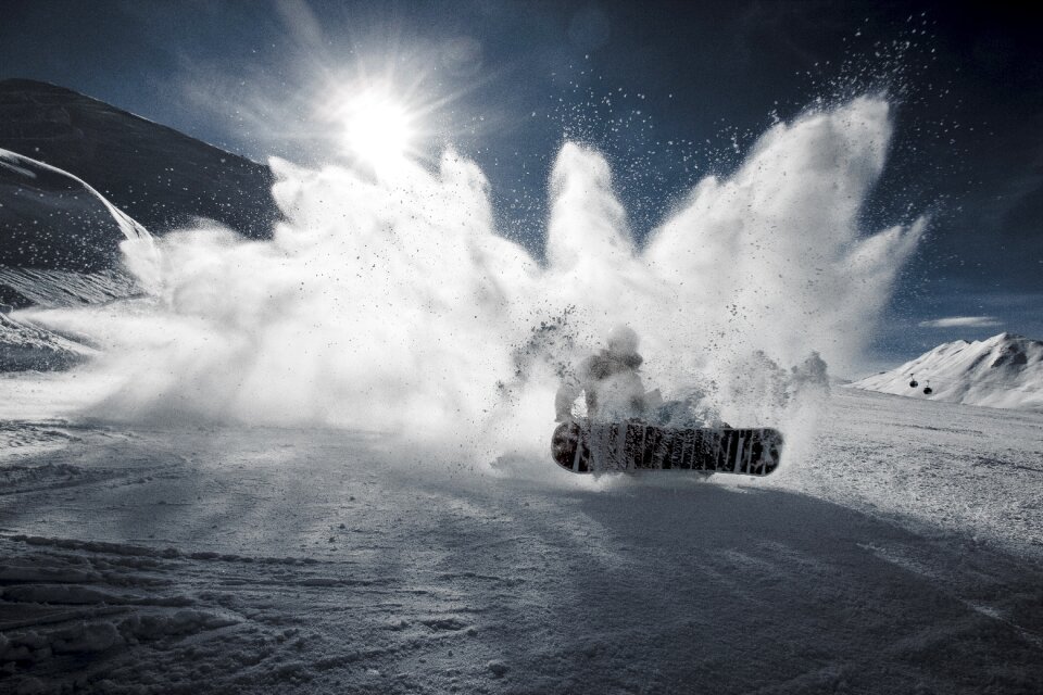 Snow snowboarding sun