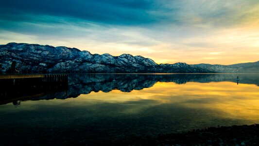 Reflection of the sky mountain reflection on water reflection