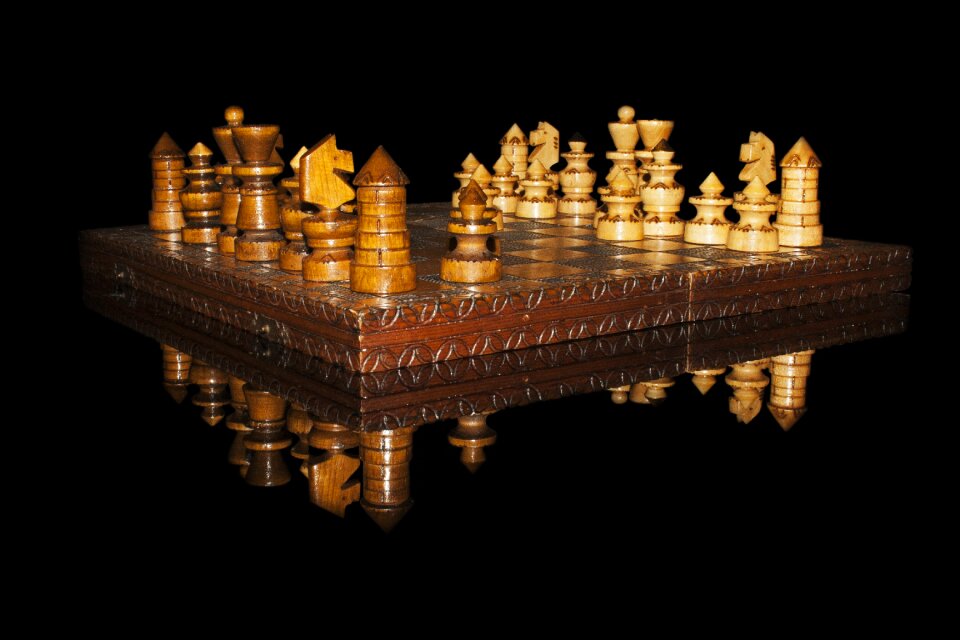 Chess pawns checkerboard