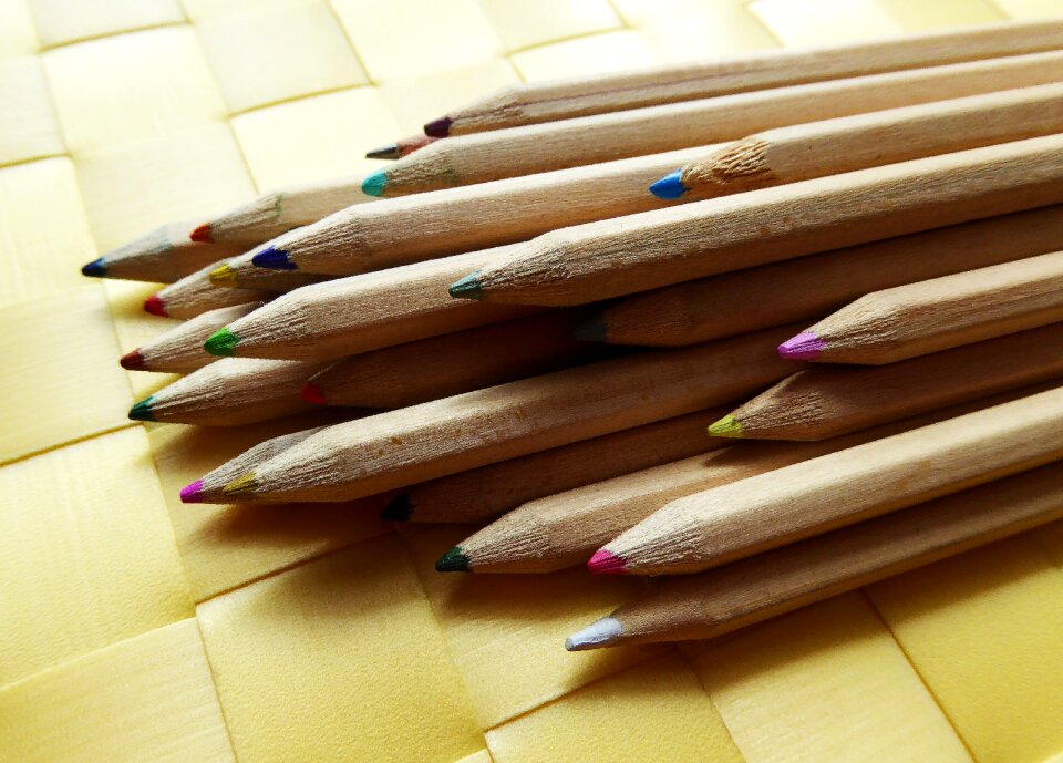 Colour pencils different colored crayons pens
