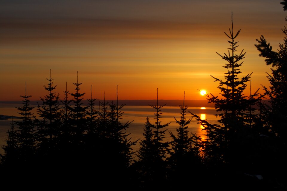 Sunrise st lawrence river boreal forest