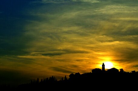 Campanile sunset sun