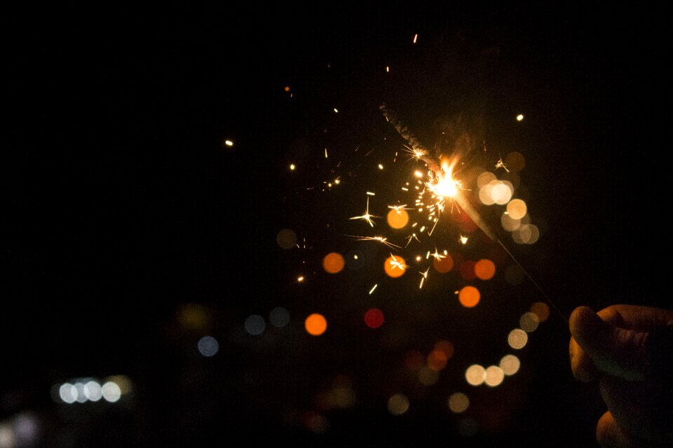 Sparklers black light black dark photo