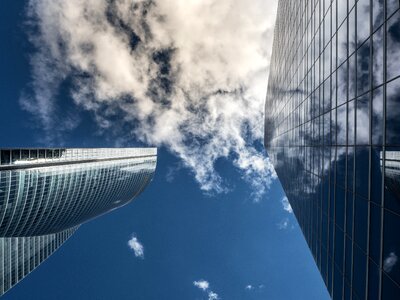 Clouds buildings glass photo