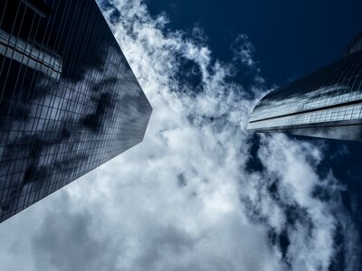 Clouds buildings glass photo