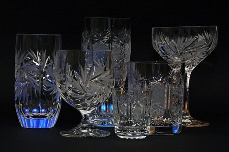 Illuminated crystal glass atmospheric photo