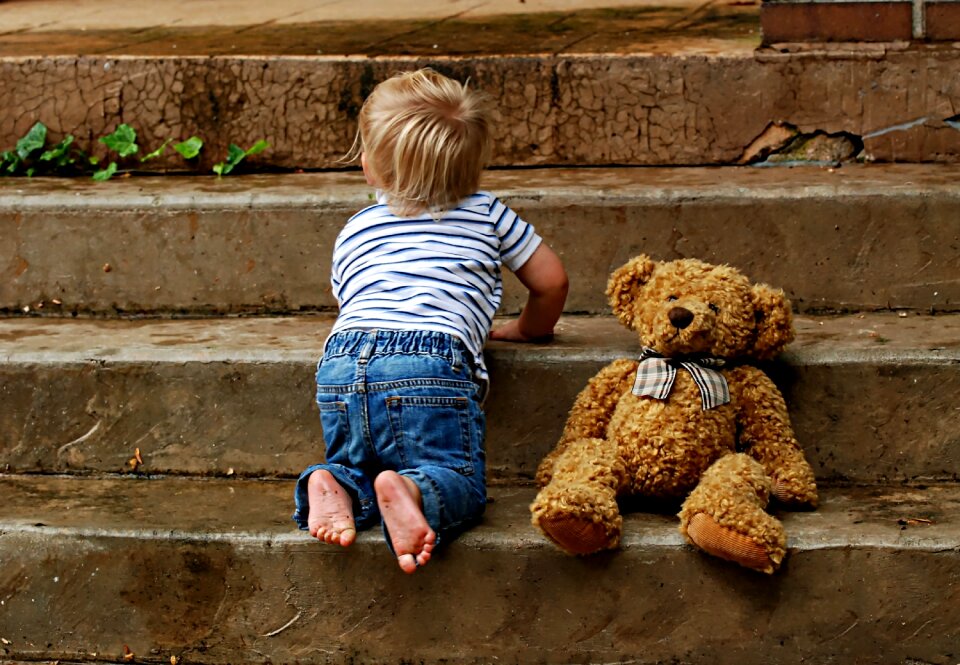 Teddy outdoors baby toddler