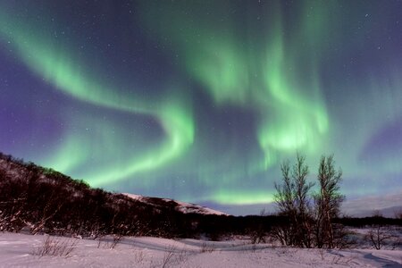 Aurora borealis bright dusk photo
