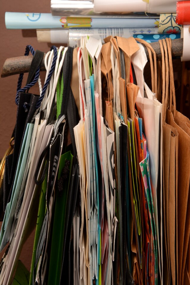 Paper bag lined up