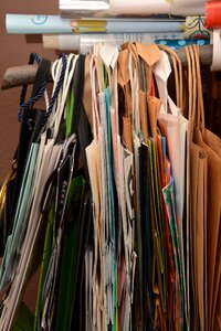 Paper bag lined up