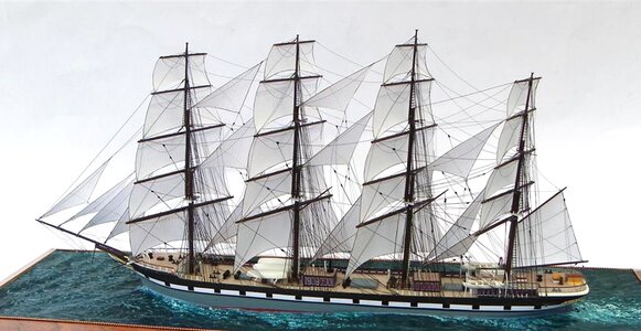 Full rigged ship model eleven inches hull length hand built