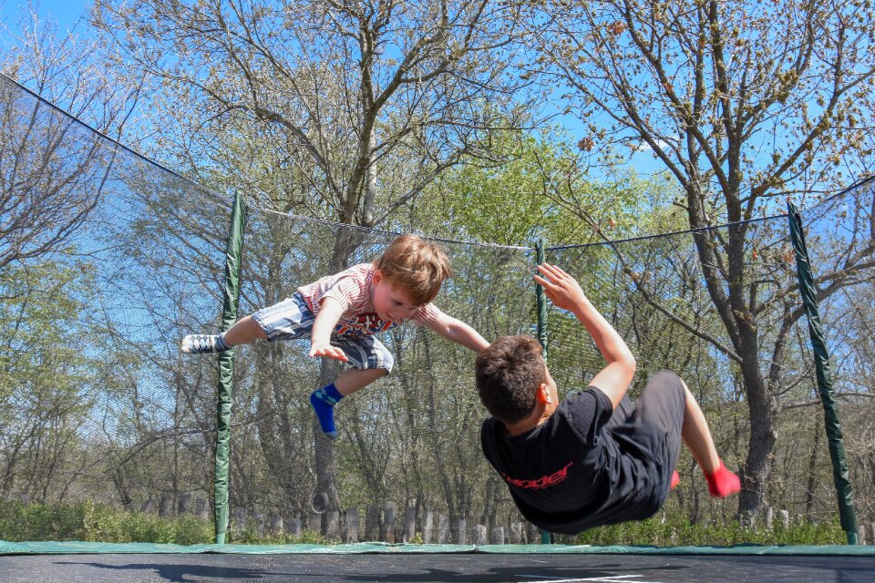 Outdoor jumping kids playing