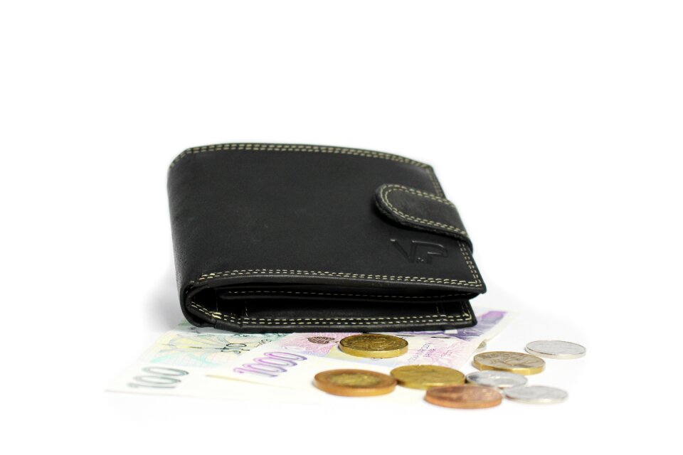 Leather wallet coins finance