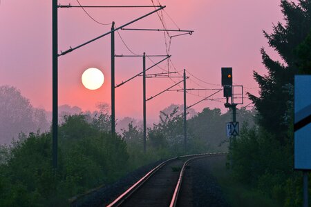 Railway railroad track catenary photo