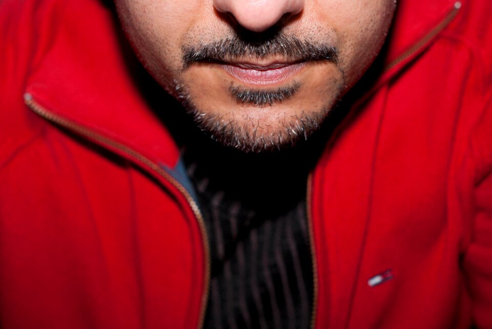 Stubble male face red