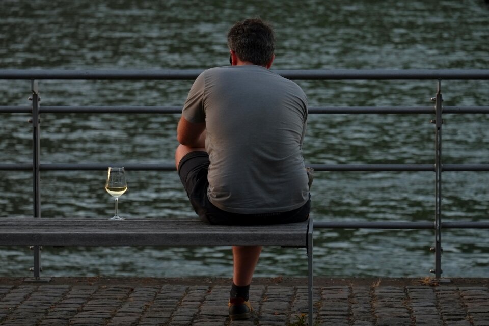 Tourist sit abendstimmung