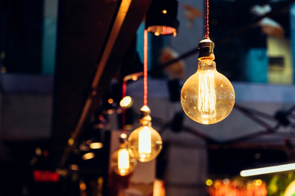 Light bulbs lights macro