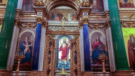 Iconostasis columns malachite